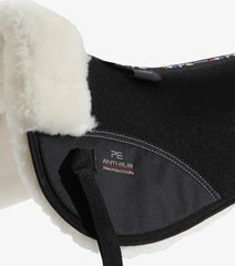 Description:Airtechnology Shockproof Wool Saddle Pad - Half Pad_Colour:Black/Natural Wool_Position:2