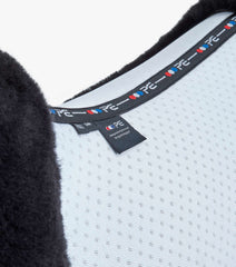 Description:Close Contact Airtechnology Shockproof Wool European Saddle Pad - Dressage Square_Colour:White/Black Wool_Position:2
