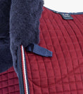 Load image into Gallery viewer, Description:Close Contact Merino Wool European Saddle Pad - Dressage Square_Colour:Burgundy/Navy Wool_Position:4