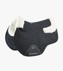 Description:Close Contact Merino Wool European Saddle Pad - GP/Jump Square_Colour:Black/Natural Wool_Position:1