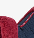 Load image into Gallery viewer, Description:Close Contact Merino Wool European Saddle Pad - Dressage Square_Colour:Navy/Burgundy Wool_Position:2