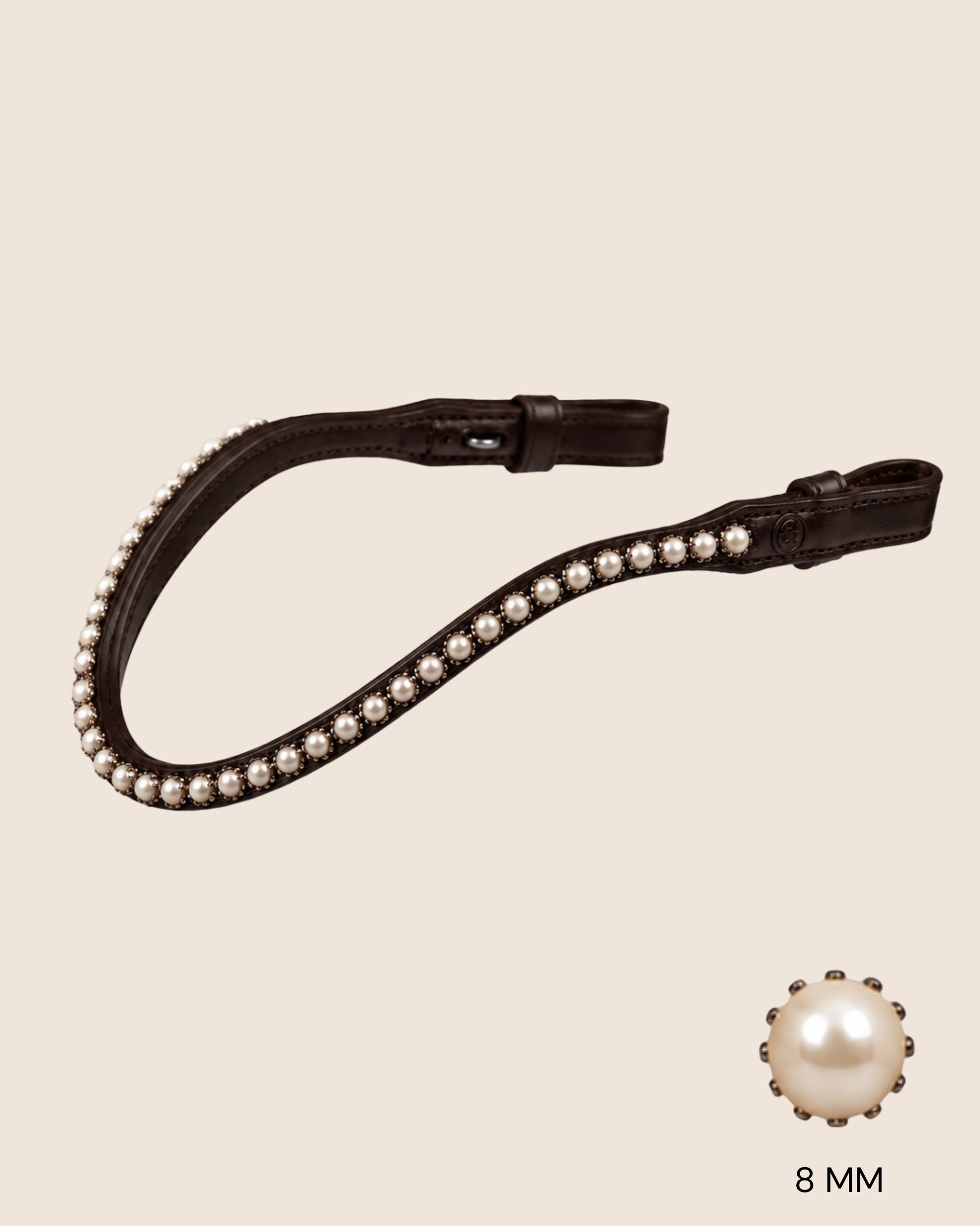 BROWBAND 2E | BROWN | BEAD IVORY, 8 MM