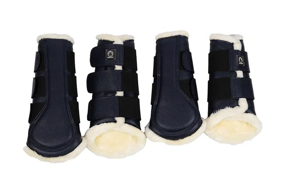 Boots in PU Leather, Navy Set of 4