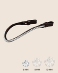 Load image into Gallery viewer, Brown leather browband with crystal embellishments on a beige background
