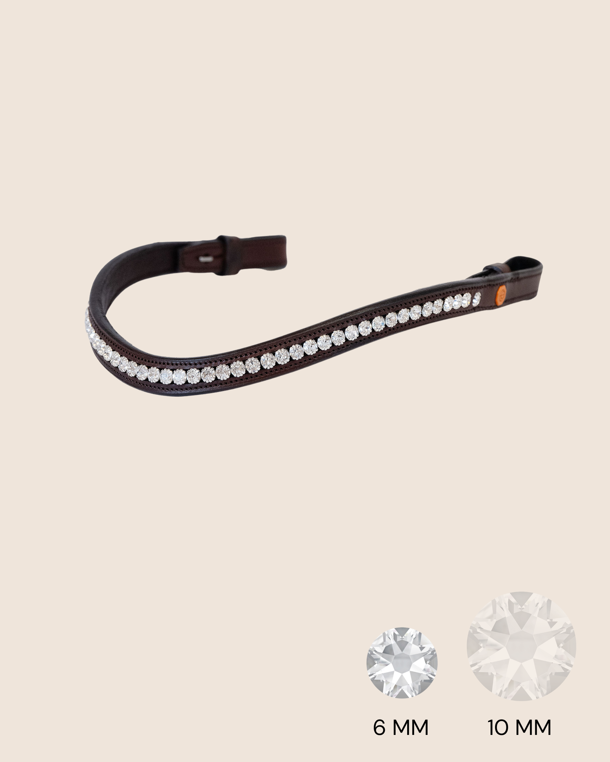 BROWBAND JUMPINGNING 2H | BROWN | CRYSTAL CLEAR 6 MM, EMBEDDED