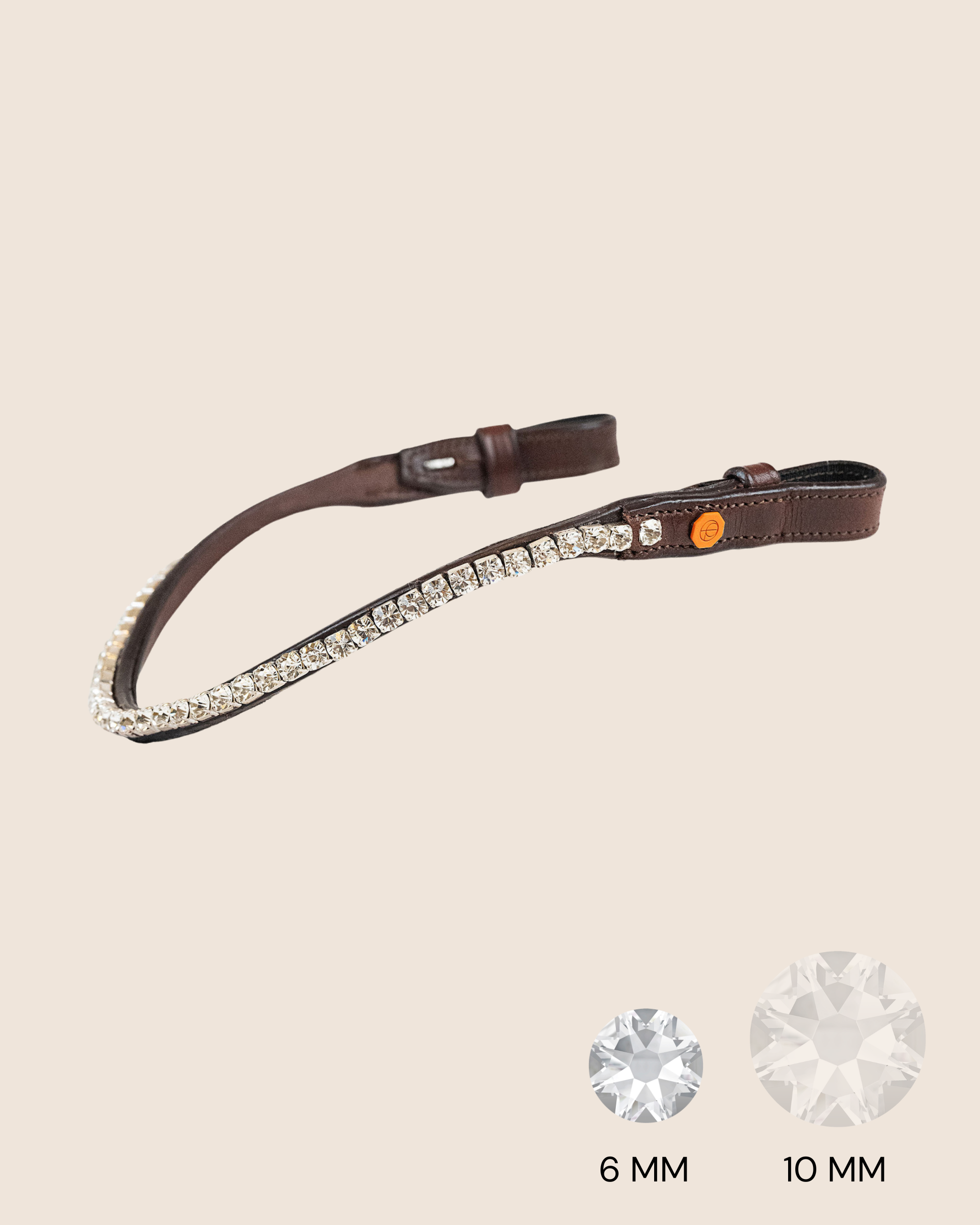BROWBAND JUMPINGNING 2M | BROWN | CRYSTAL CLEAR, 6 MM