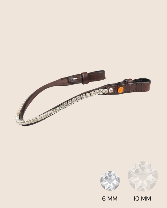 BROWBAND JUMPINGNING 2M | BROWN | CRYSTAL CLEAR, 6 MM
