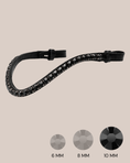 Load image into Gallery viewer, Black headband with crystal embellishments on a beige background
