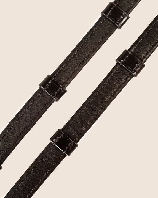 Equemist Rein No. 30 brown Softy leather horse reins with stops