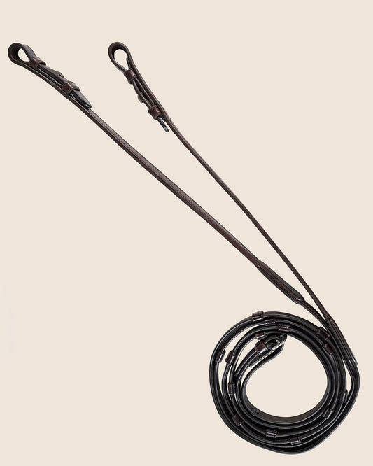 Equemist Rein No. 30 brown Softy leather horse reins with stops