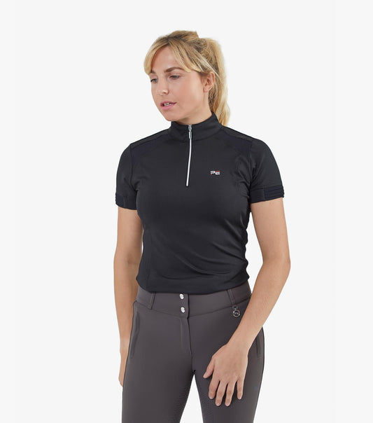 Description:Remisa Ladies Technical Short Sleeved Riding Top_Color:Black_Position:1