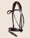 Load image into Gallery viewer, Brown and black bridle on a beige background
