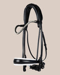 Load image into Gallery viewer, Equemist No. 153 black round-stitched double bridle with white padding
