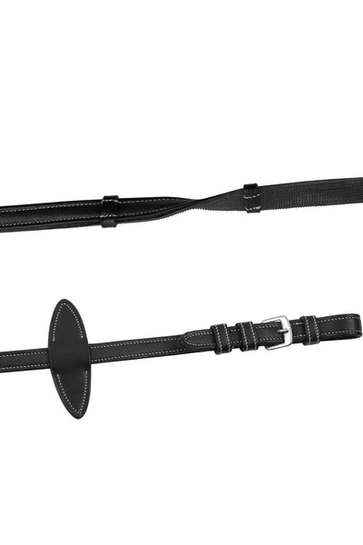 Soft leather/rubber reins buckles ss ECO black