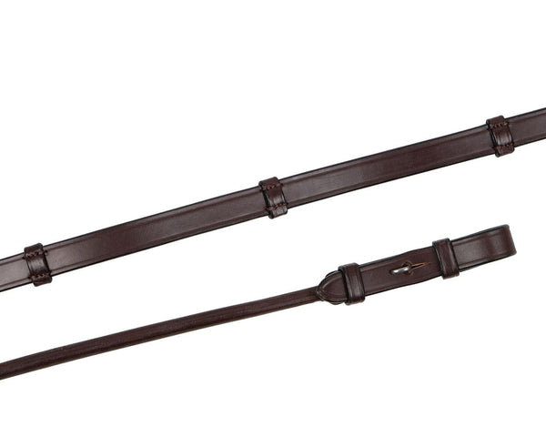 round leather reins brown w/stopper fr/h