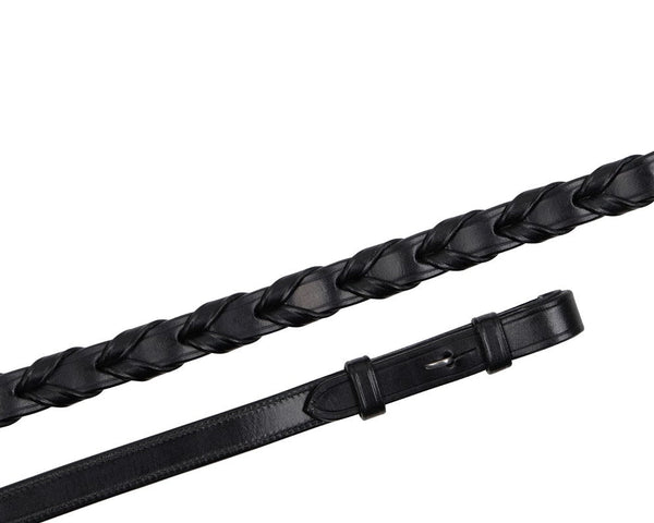 Laced reins fr/h black leather