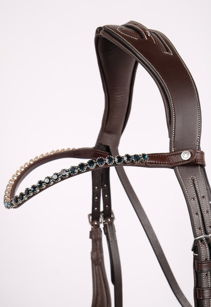 Navy Crystal Browband - Brown