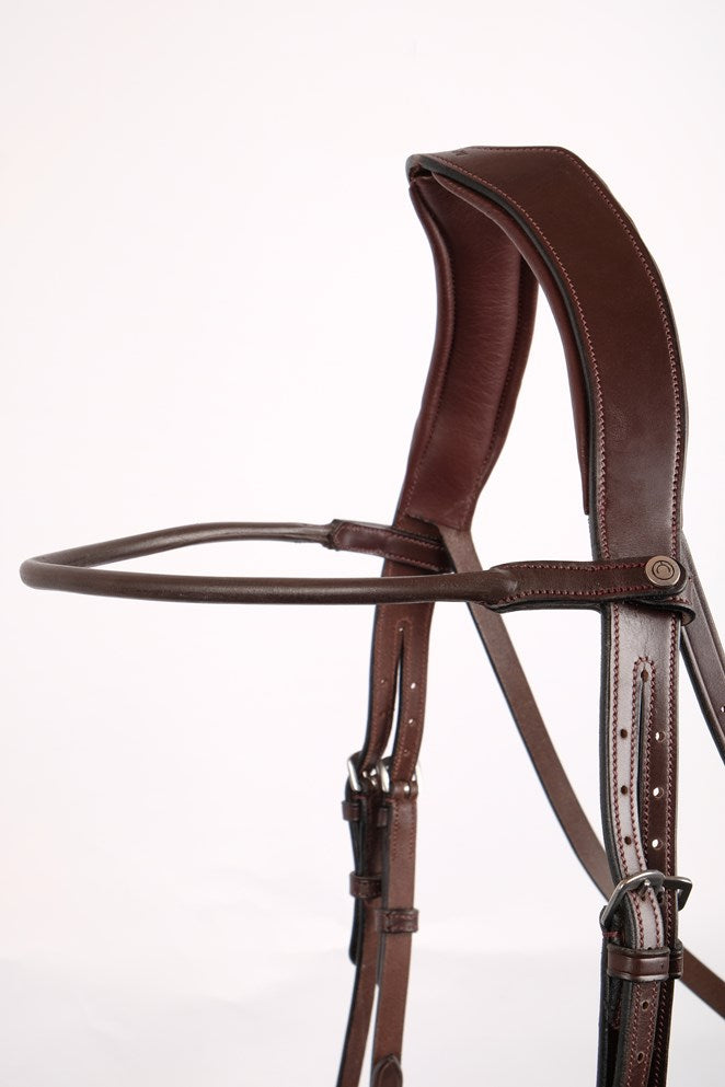 Browband Brown Curved Round Leather