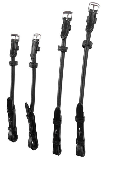 Round double bridle cheek pieces organic tanned - Black/Black, with french hooks