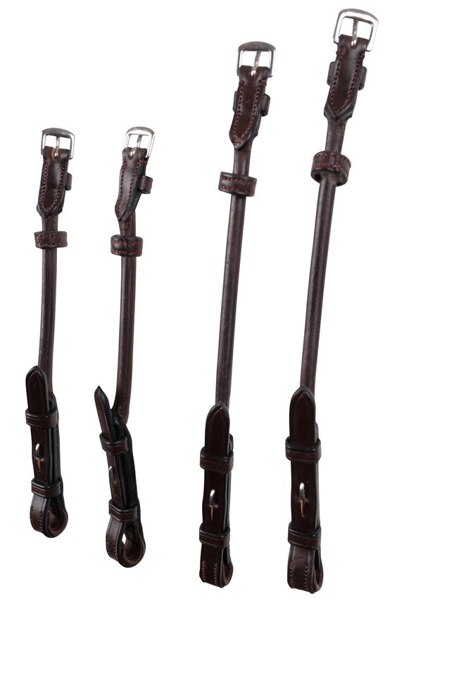 Round double bridle cheek pieces organic tanned - Brown/Brown, with french hooks