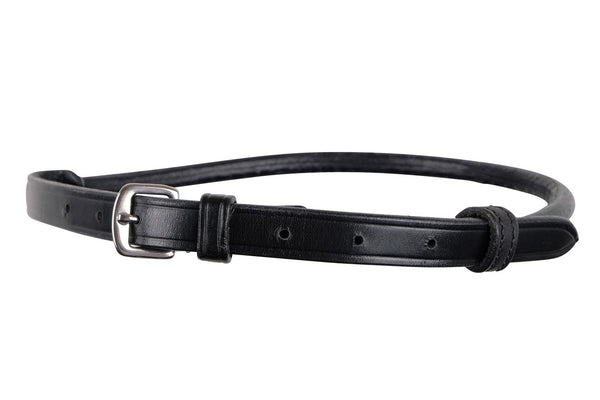 Round flash strap in black leather