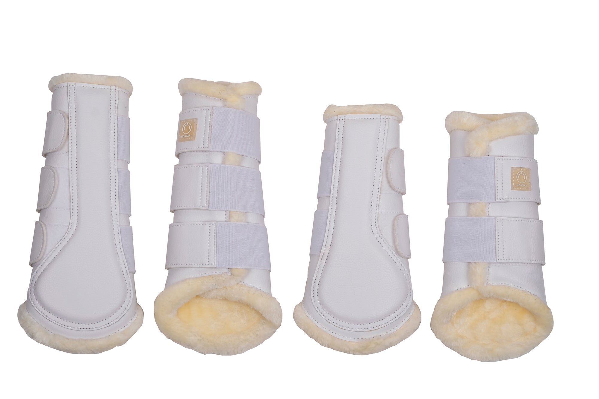 Boots in PU Leather, White Set of 4