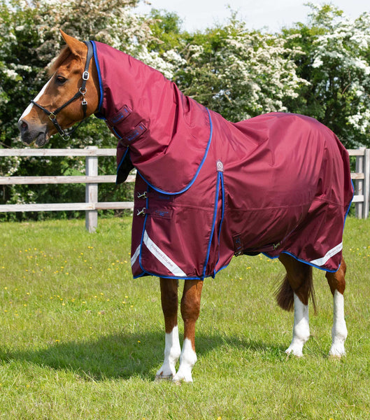 Description:Buster 40g Turnout Rug with Classic Neck Cover_Color:Burgundy_Position:1