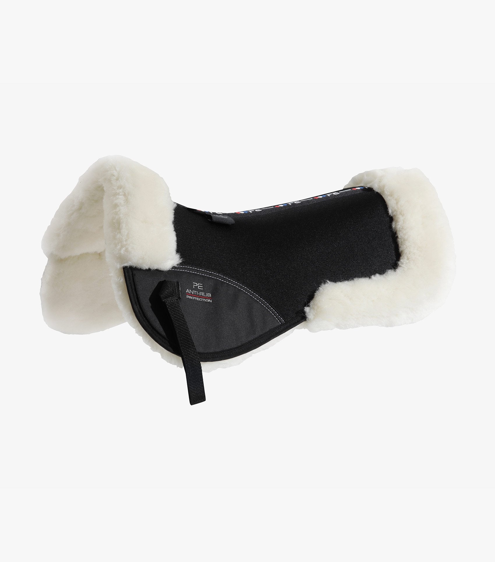 Description:Airtechnology Shockproof Wool Saddle Pad - Half Pad_Colour:Black/Natural Wool_Position:1