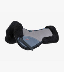Description:Airtechnology Shockproof Wool Saddle Pad - Half Pad_Colour:Grey/Black Wool_Position:1
