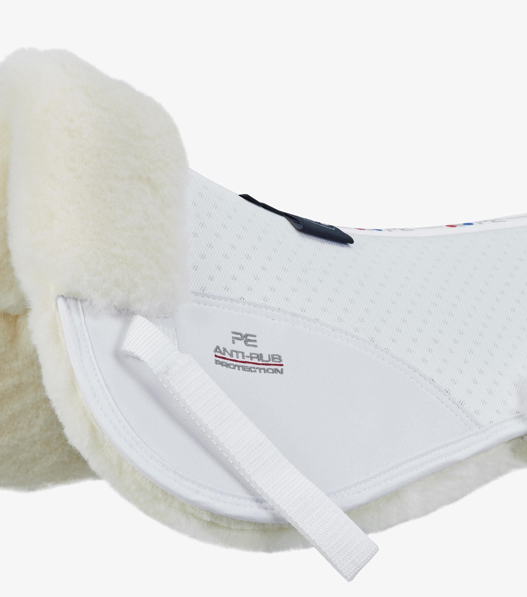 Description:Airtechnology Shockproof Wool Saddle Pad - Half Pad_Colour:White/Natural Wool_Position:2