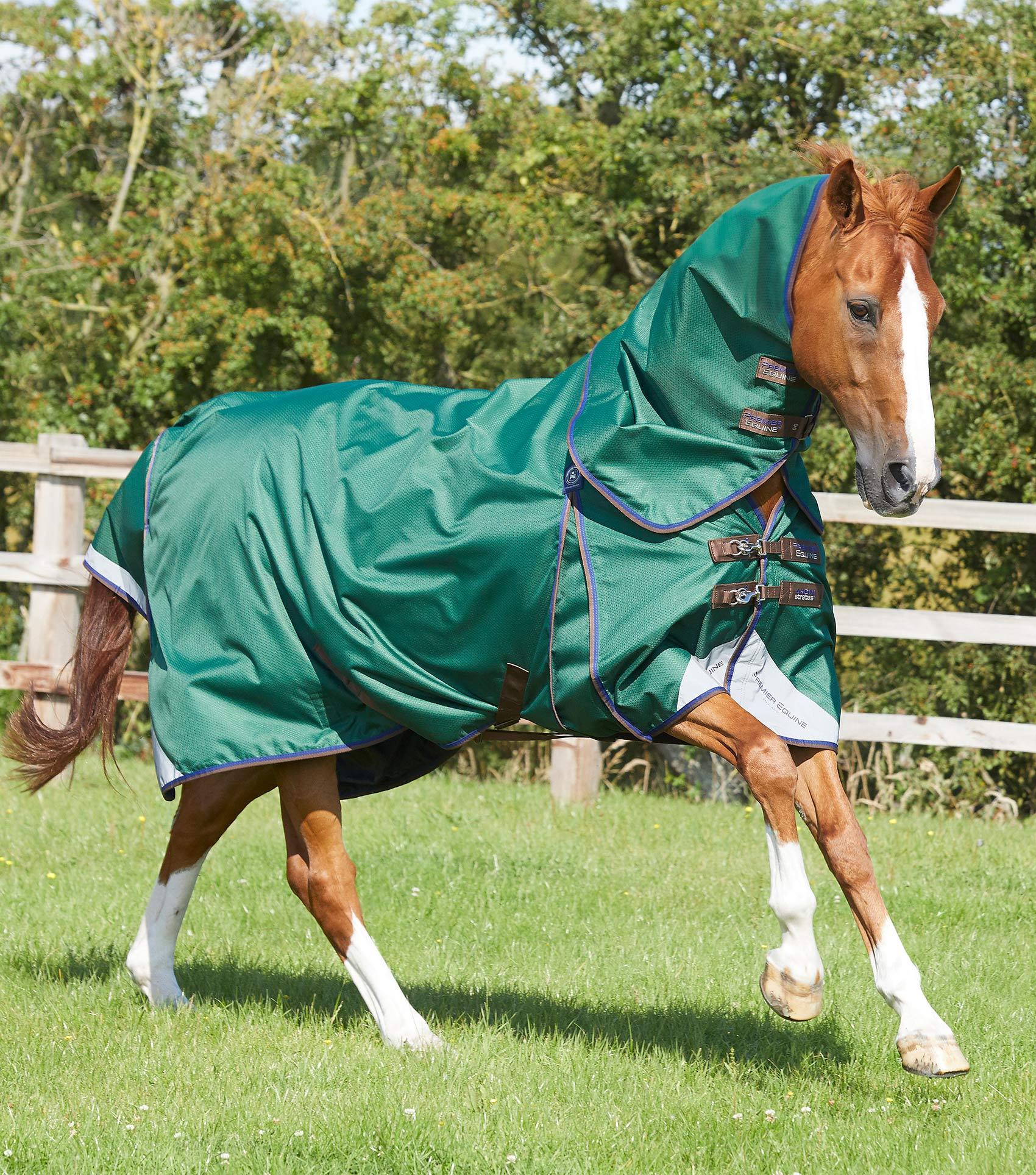 Description:Akoni Stratus 0 Turnout Rug with Classic Neck Cover_Color:Green_Position:1