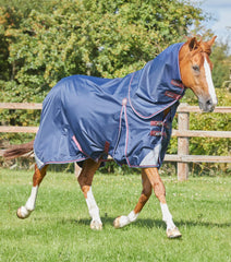 Description:Akoni Stratus 0 Turnout Rug with Classic Neck Cover_Color:Navy_Position:1