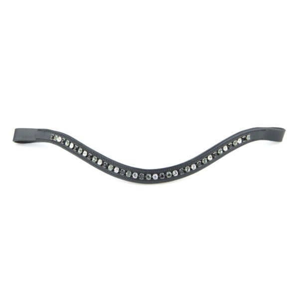 Bridle2fit Browband with Black, Grey & White Stones