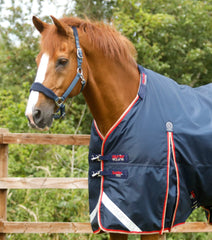 Description:Buster 100 Turnout Rug with Neck Cover_Color:Navy_Position:2
