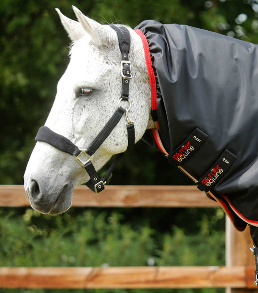 Description:Buster 100 Turnout Rug Neck Cover (100g Fill)_Color:Black_Position:1
