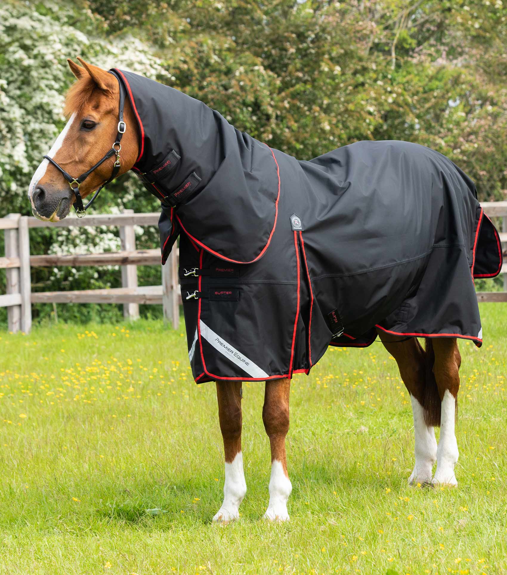 Description:Buster 250g Turnout Rug with Classic Neck Cover_Color:Black_Position:1