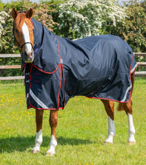 Description:Buster 250g Turnout Rug with Classic Neck Cover_Color:Navy_Position:1