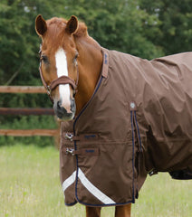 Description:Buster 400 Turnout Rug with Neck Cover_Color:Brown_Position:2