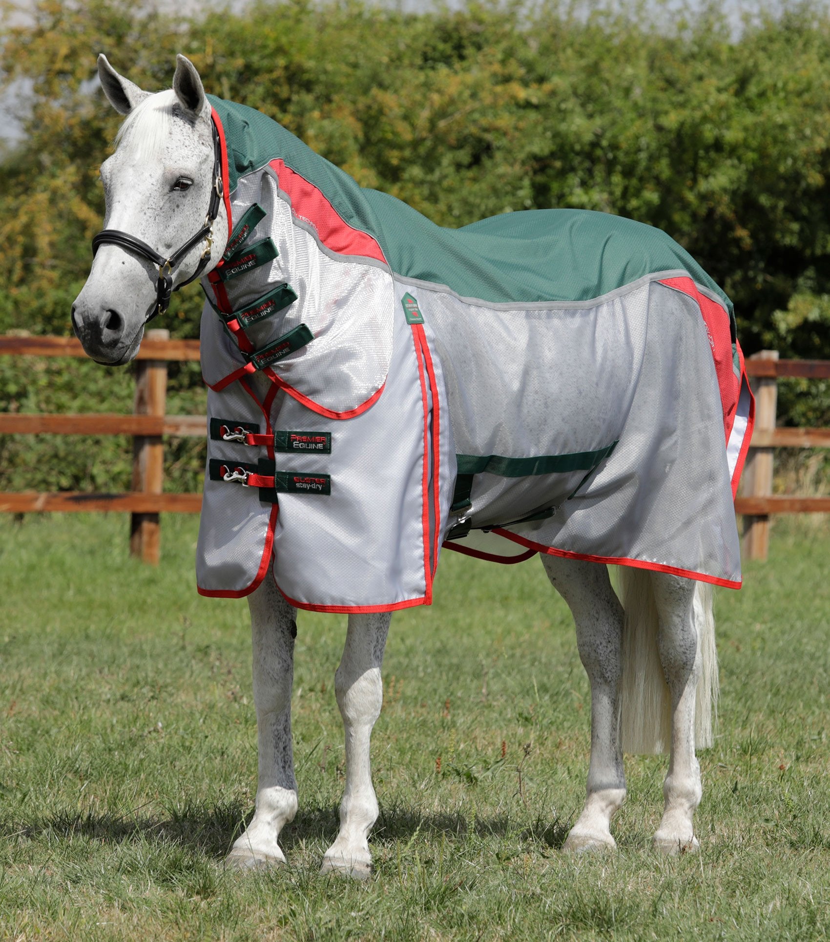 Description:Buster Stay-Dry Super Lite Fly Rug with Surcingles_Color:Green_Position:1
