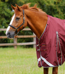 Description:Buster Zero 0g Turnout Rug with Classic Neck Cover_Color:Burgundy_Position:2
