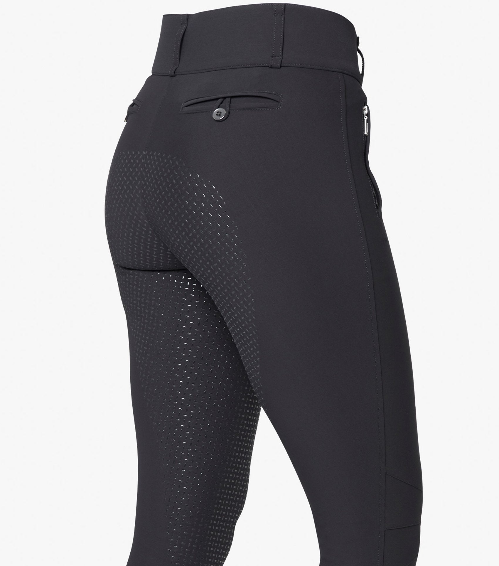 Description:Carapello Ladies Full Seat Gel Riding Breeches_Color:Black_Position:1