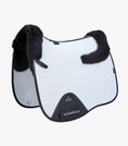Load image into Gallery viewer, Description:Close Contact Airtechnology Shockproof Wool European Saddle Pad - Dressage Square_Colour:White/Black Wool_Position:1
