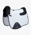 Description:Close Contact Airtechnology Shockproof Wool European Saddle Pad - Dressage Square_Colour:White/Black Wool_Position:1