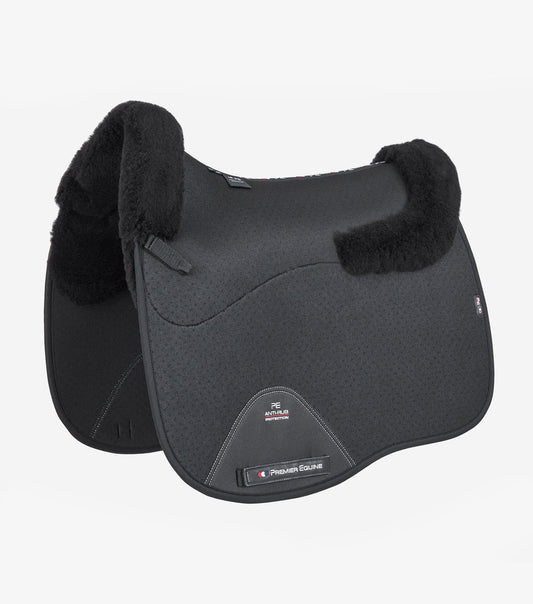 Description:Close Contact Airtechnology Shockproof Wool European Saddle Pad - Dressage Square_Colour:Black/Black Wool_Position:1  Edit alt text