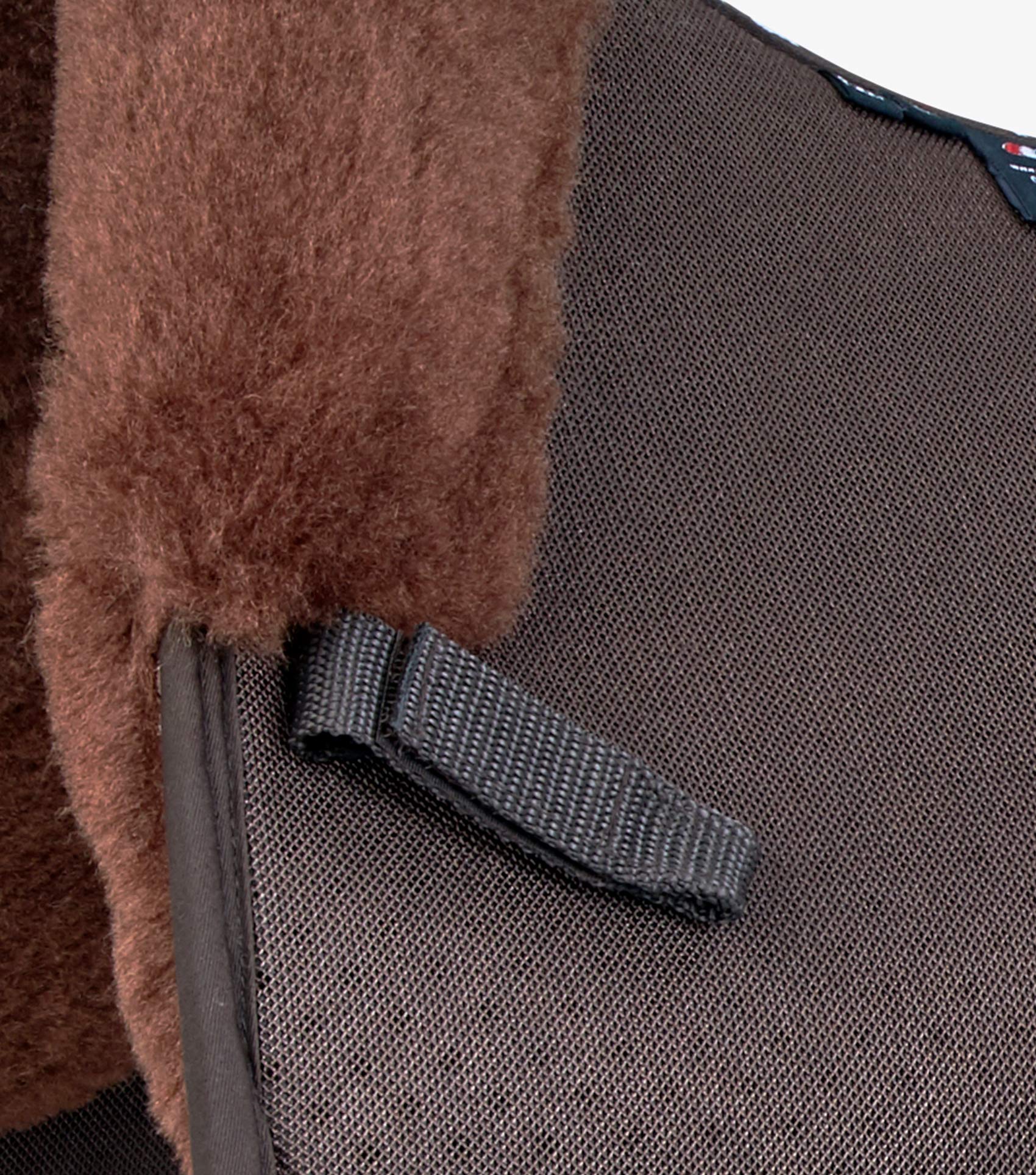 Description:Close Contact Airtechnology Shockproof Wool European Saddle Pad - Dressage Square_Colour:Brown/Brown Wool_Position:4