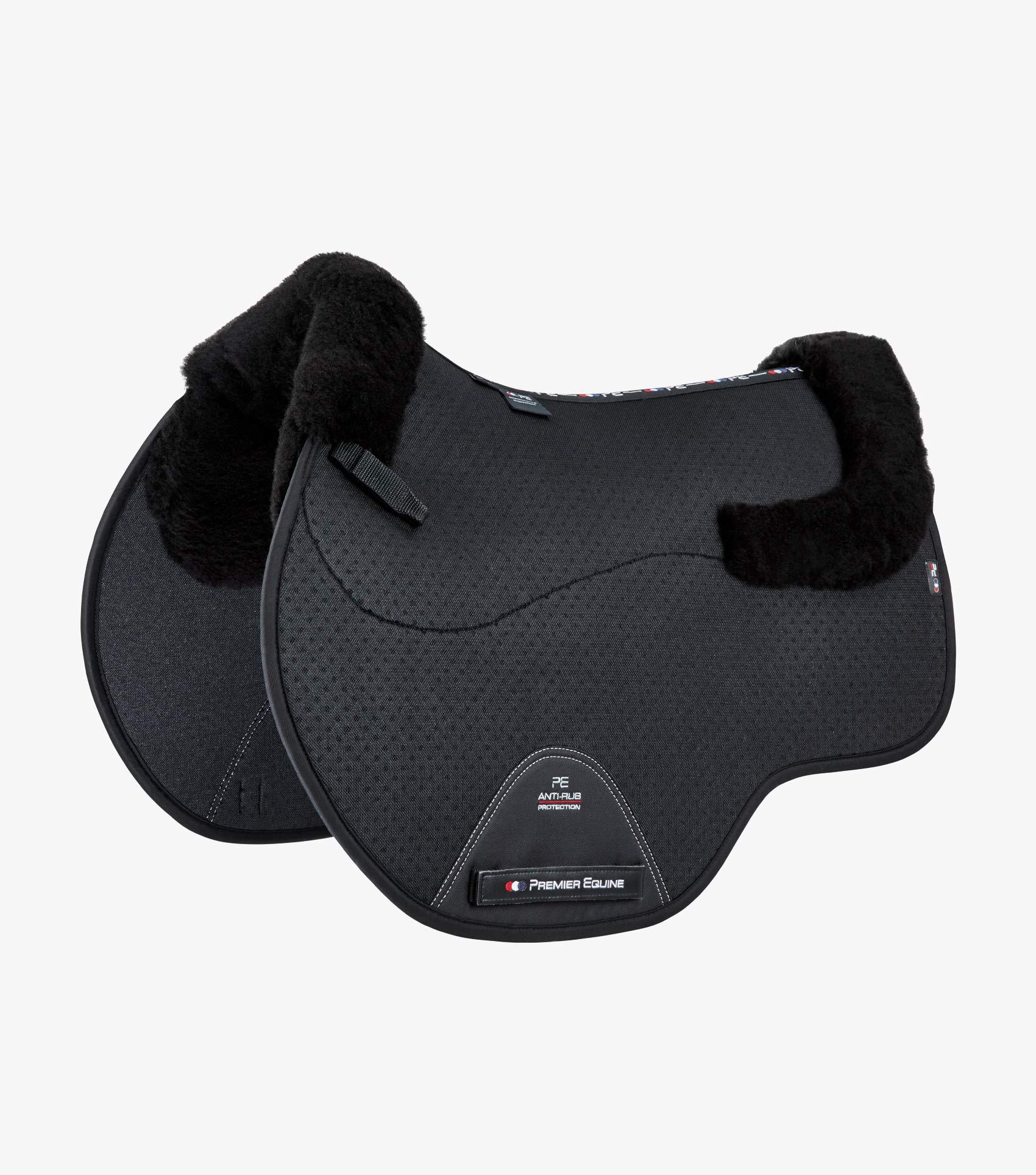 Description:Close Contact Airtechnology Shockproof Wool European Saddle Pad - GP/Jump Square_Colour:Black/Black Wool_Position:1