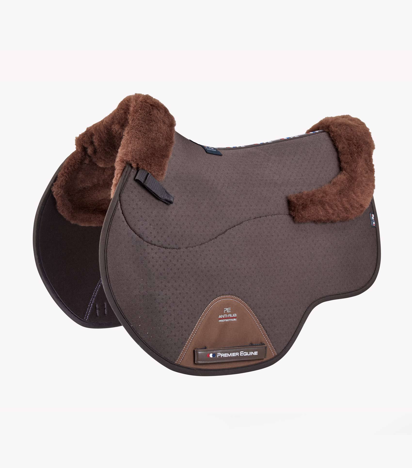 Description:Close Contact Airtechnology Shockproof Wool European Saddle Pad - GP/Jump Square_Colour:Brown/Brown Wool_Position:1