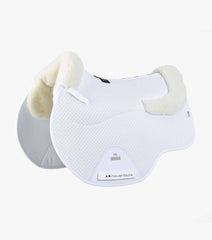 Description:Close Contact Airtechnology Shockproof Wool European Saddle Pad - GP/Jump Square_Colour:White/Natural Wool_Position:1