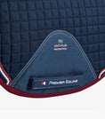 Load image into Gallery viewer, Description:Close Contact Merino Wool European Saddle Pad - Dressage Square_Colour:Navy/Burgundy Wool_Position:3
