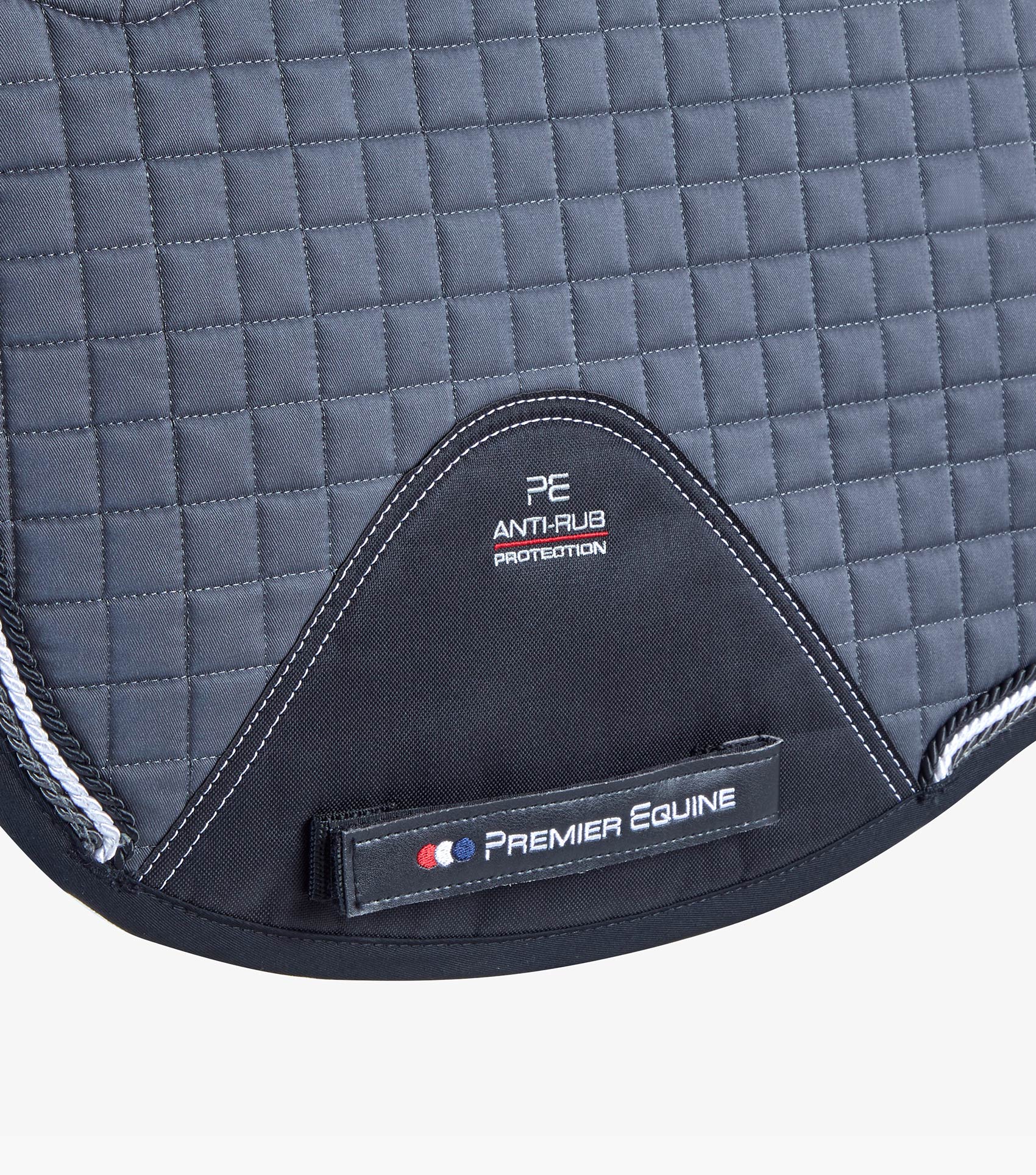 Description:Close Contact Merino Wool European Saddle Pad - Dressage Square_Colour:Grey/Black Wool_Position:3